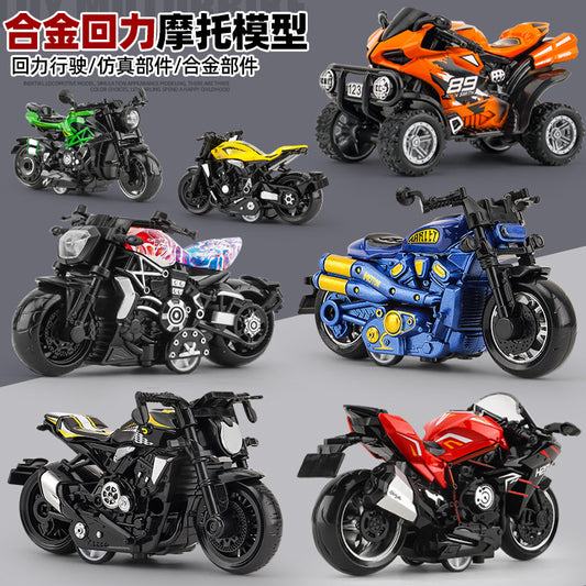 Cross-Border Foreign Trade Children's Toys for Boys, Realistic Toy Car Models, Cartoon Alloy Motorcycle Clip-On Ornaments, Premium Products - image 2