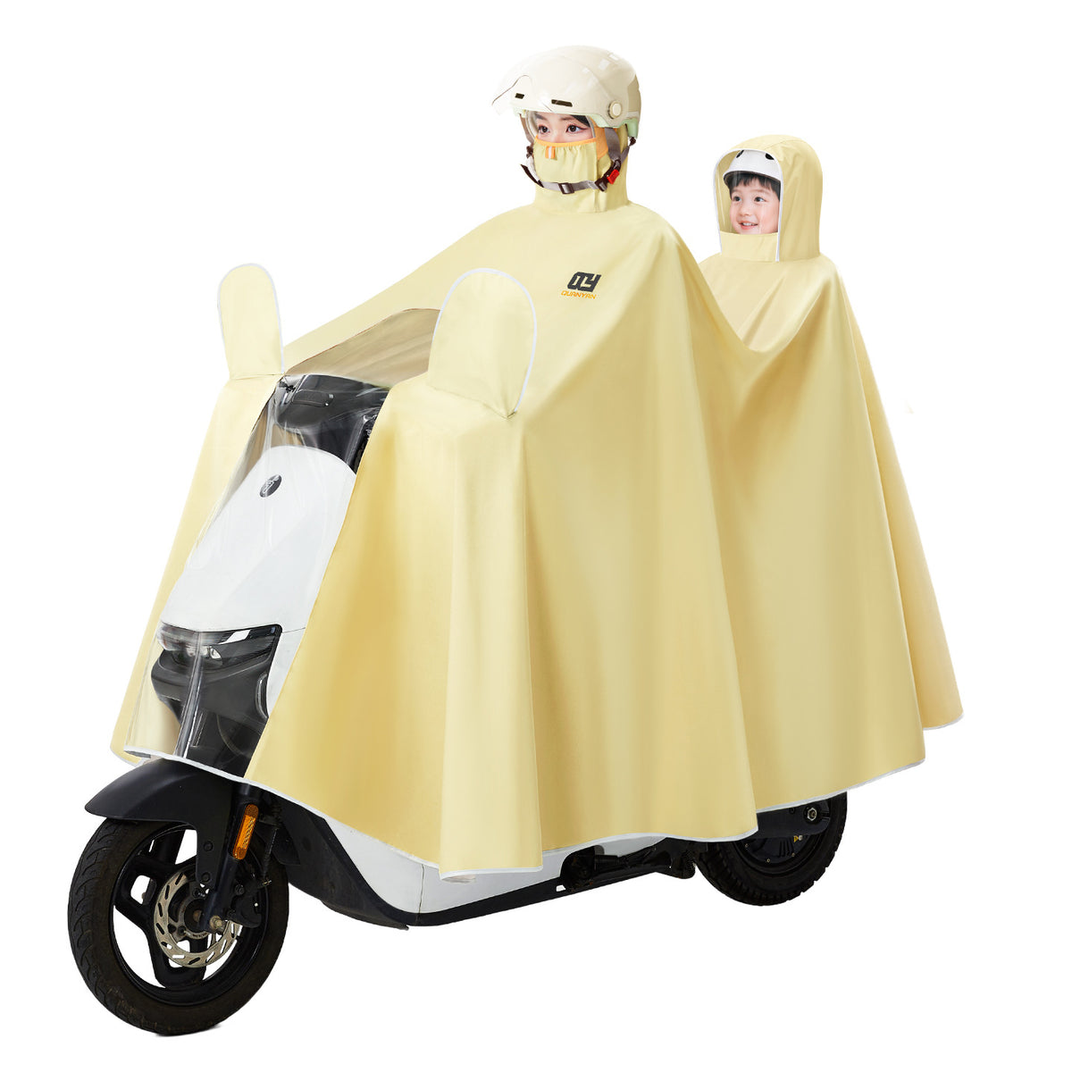 Raincoat for Electric Scooter, Double-Person, Parent-Child, 2-Person, Adult and Child, Enlarged Size, Motorcycle-Specific, Full-Body, Thickened, Heavy Rain Protection Poncho - image 5
