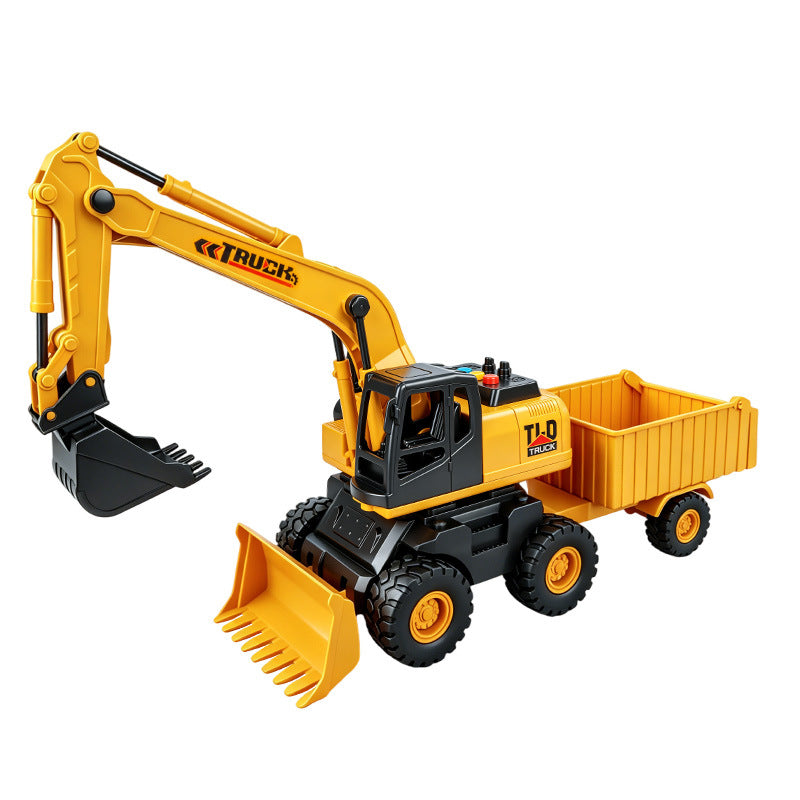 3-in-1 Engineering Vehicle Toy for Children, Multifunctional Inertial Transport Trailer, Dump Truck, Early Education Excavator for Boys - image 5