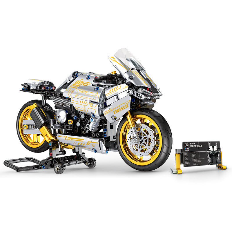 Building block assembly BMW motorcycle mechanical model ornament trendy toy for boys motorcycle cross-border TEMU - image 5