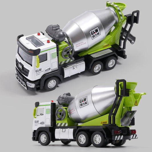 Large Alloy Mixer Truck Toy Car Children's Cement Concrete Tanker Crane Excavator Transporter Model - image 2