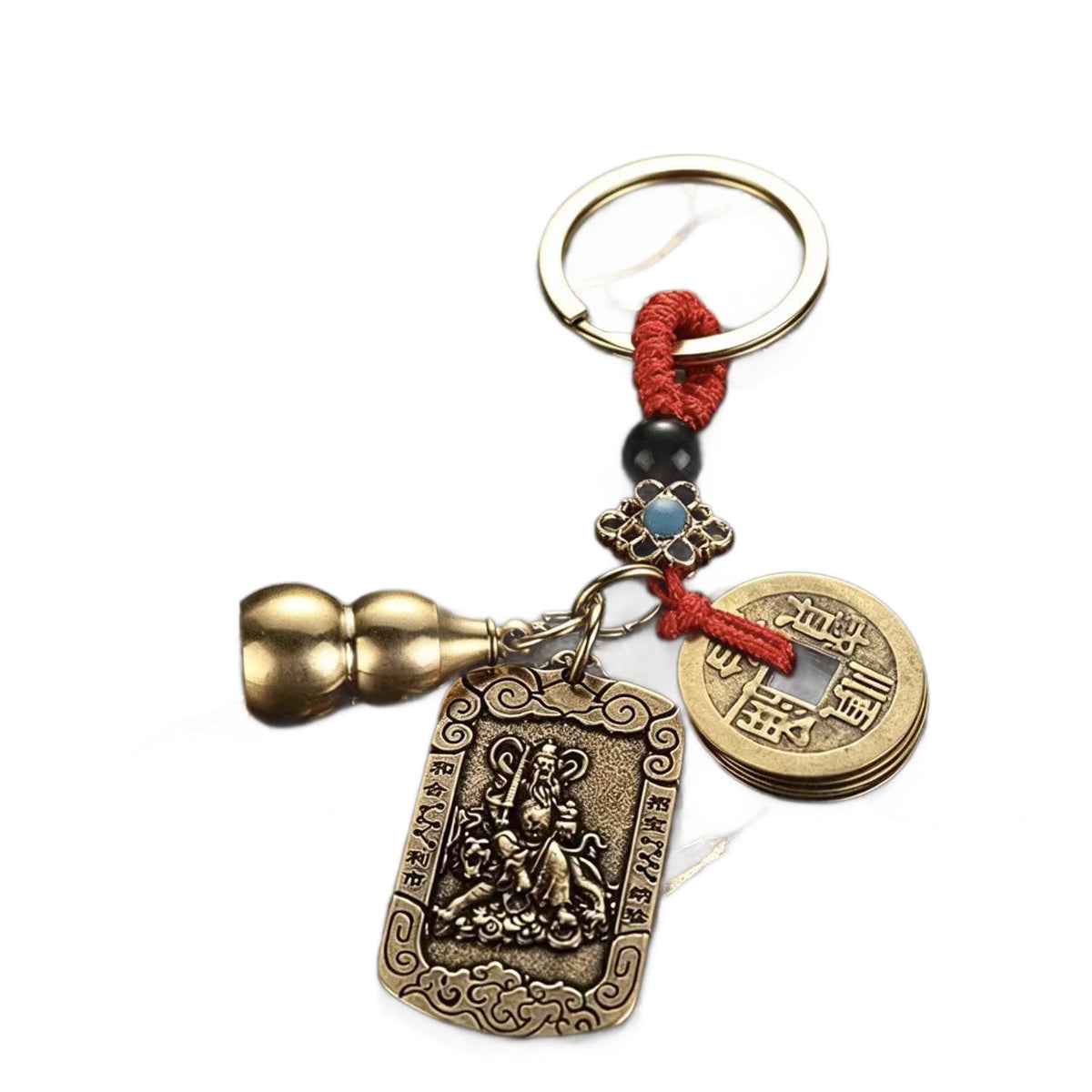 Zhao Gongming Wealth God Keychain, Brass Gourd Five Emperors Money Pendant, Fortune-Bringing Car Keychain - image 5