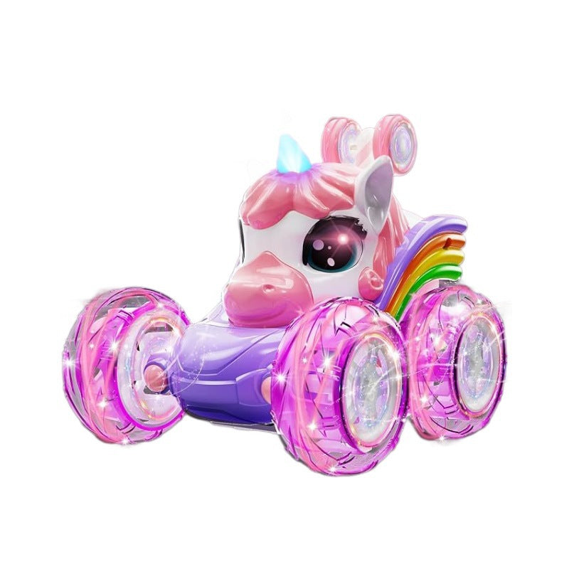 Cross-Border Hot-Selling Remote Control Stunt Car 2.4g Spray Rolling Swing Arm Unicorn Dump Truck Children's Electric Toy Car - image 5