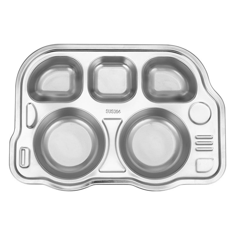 Panda Dining Plate School Children's 304 Stainless Steel Dinner Plate Kindergarten Cartoon Car Dinner Plate Baby Dinner Plate - image 5