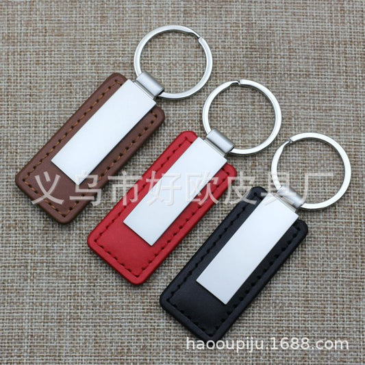 Cross-Border Exclusive Supply of Leather Car Keychain Pendants, Business Gifts, Small Gifts, Customized Car Leather and Metal Key Chains - image 2