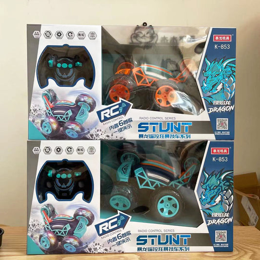 Remote control tipper stunt car toy light music Children's remote control car fall 360 degree stunt roll rechargeable - image 2