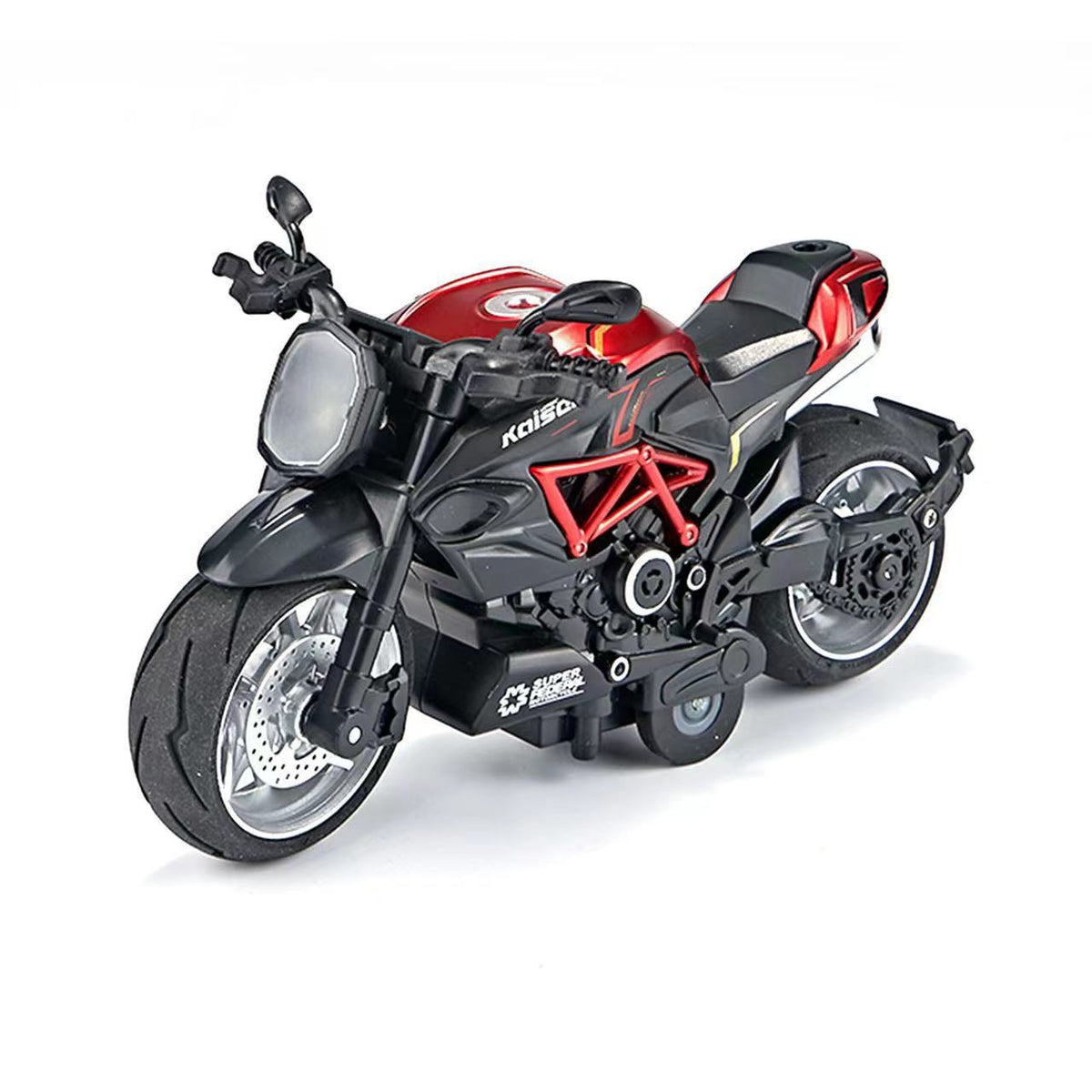 Simulation iron riding motorcycle pull back alloy car model light sound effect Racing 3-year-old boy toy gift wholesale - image 5