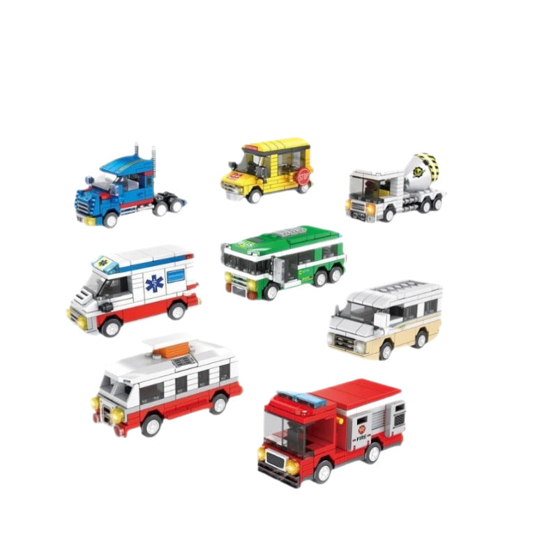 Small Particle Building Blocks Assembly Toy Car Fire Truck Racing Model Educational DIY Building Blocks Children's Gift Toy - image 5