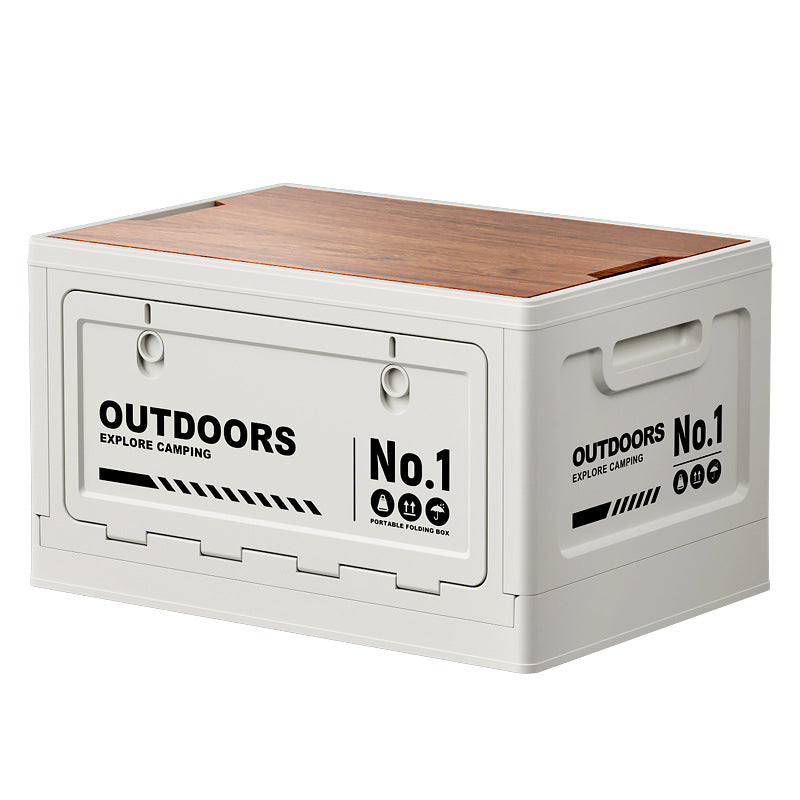 Outdoor Camping Storage Box Large Capacity Camping Wooden Cover Folding Box Multifunctional Car Trunk Stall Organizer Box - image 5