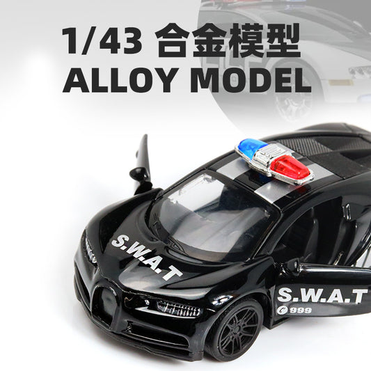 Bagged 1:43 Police Car Alloy Car Model Kidsren's Metal Car Toy Can Open the Door and Pull Back the Ornaments - image 2
