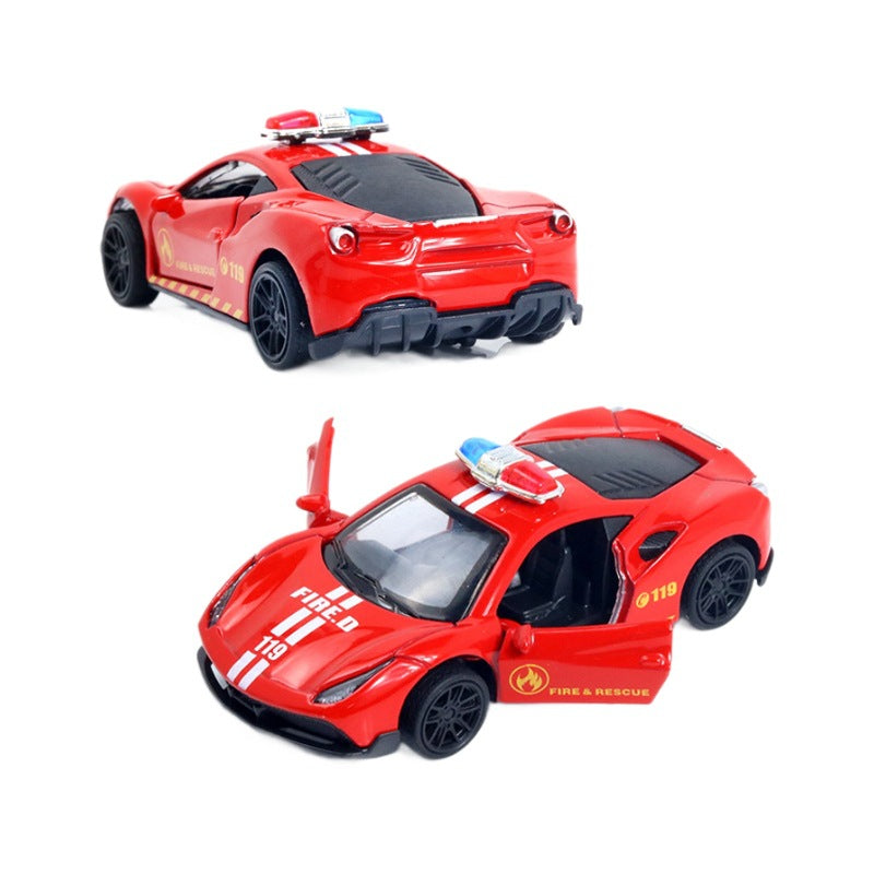 Bagged 1:43 Police Car Alloy Car Model Kidsren's Metal Car Toy Can Open the Door and Pull Back the Ornaments - image 5