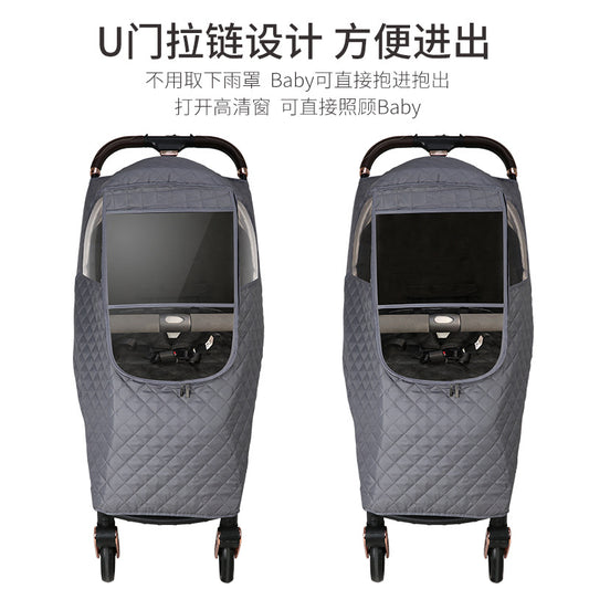 Baby Stroller Windproof Cover Rain Cover Universal Stroller Cover Warm Winter Baby Kidsren's Umbrella Stroller Windshield and Cold Protection Cover - image 2