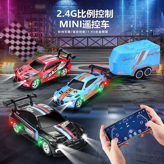New 1:64 Mini High-Precision Alloy Dual-Mode Wireless Bluetooth Desktop Remote Control Car with Light and Adjustable Speed Wholesale for Men - image 2
