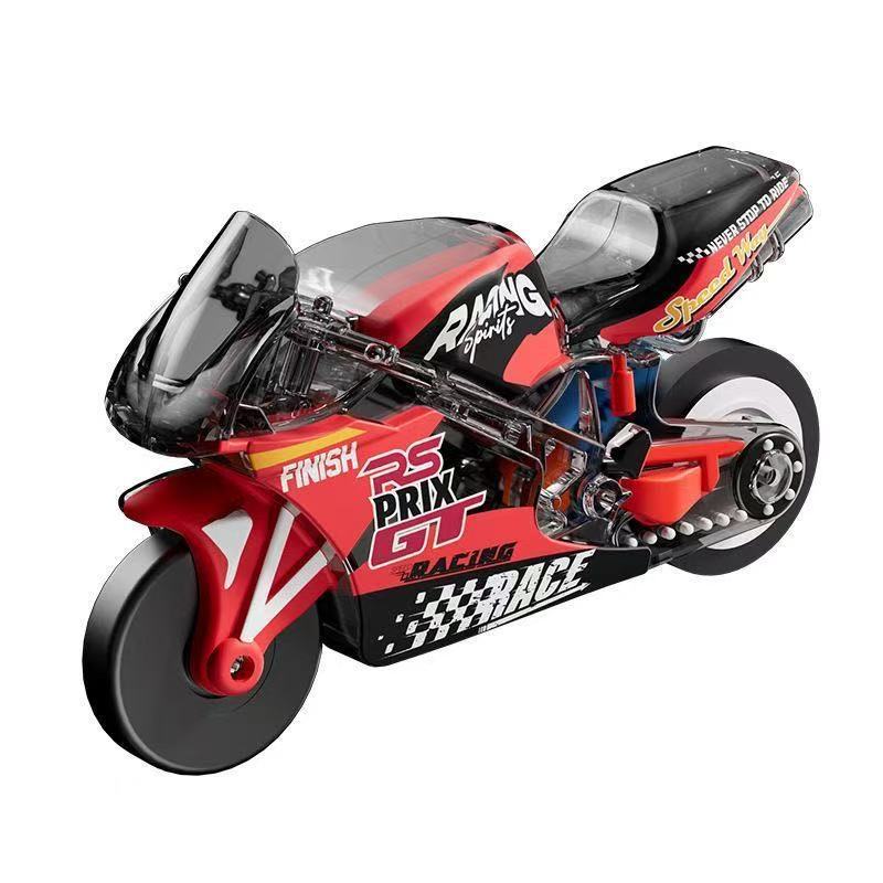 New Flintstone Inertia Motorcycle Cool Stunt Simulation Car Keychain Decompression Spark Special Effects Boy Toy - image 5