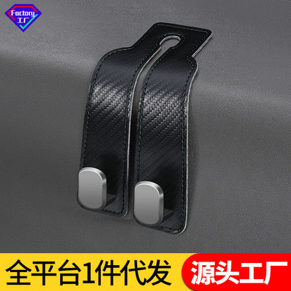 Car Hook Car Rear Seat Back Double Hook Suede Zinc Alloy Leather Abs Car Small Hook - image 1
