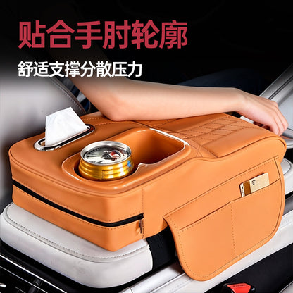 Car Armrest Box Height-Increasing Pad, Central Storage, Multifunctional Tissue Box, Water Cup Holder, Adjustable Height - image 3
