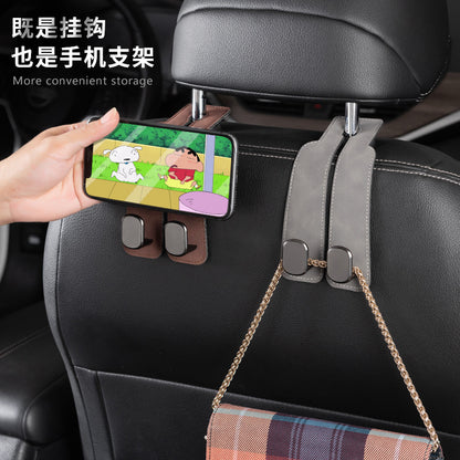 Car-Mounted Hook for Rear Seat Storage, Made of Suede Leather, Zinc Alloy, and Abs, Double-Headed Hook - image 2
