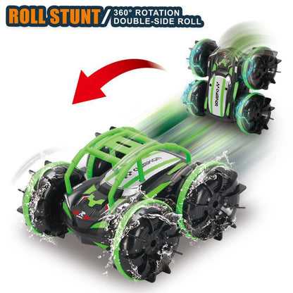 Cross-Border Amphibious Remote Control Car for Children, Double-Sided Stunt Rolling Electric Rotating Remote Control Beach Toy Dump Truck - image 2