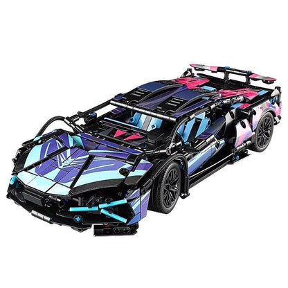 Compatible with Small Particle Cyber Lamborghini Porsche Sports Car Remote Control Chinese Building Blocks Children's Toy Assembly Racing Car for Boys - image 5