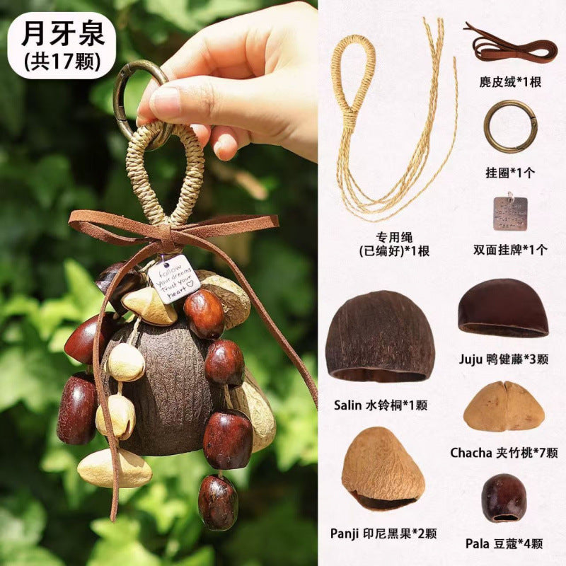 Fruit Shell Rattle Bag Hanging Wind Chime Sound Healing Hanging Bell Plant Fruit Pendant Backpack Car Hanging Decoration DIY Material Kit - image 1