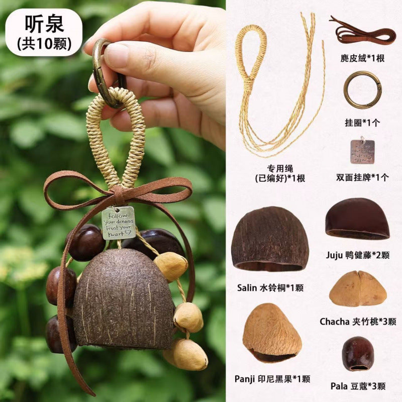 Fruit Shell Rattle Bag Hanging Wind Chime Sound Healing Hanging Bell Plant Fruit Pendant Backpack Car Hanging Decoration DIY Material Kit - image 3