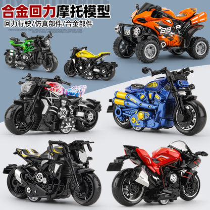 Cross-Border Foreign Trade Children's Toys for Boys, Realistic Toy Car Models, Cartoon Alloy Motorcycle Clip-On Ornaments, Premium Products - image 1
