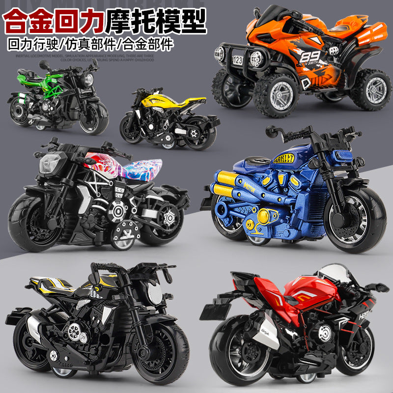 Cross-Border Foreign Trade Children's Toys for Boys, Realistic Toy Car Models, Cartoon Alloy Motorcycle Clip-On Ornaments, Premium Products - image 2