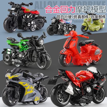 Cross-Border Foreign Trade Children's Toys for Boys, Realistic Toy Car Models, Cartoon Alloy Motorcycle Clip-On Ornaments, Premium Products - image 3