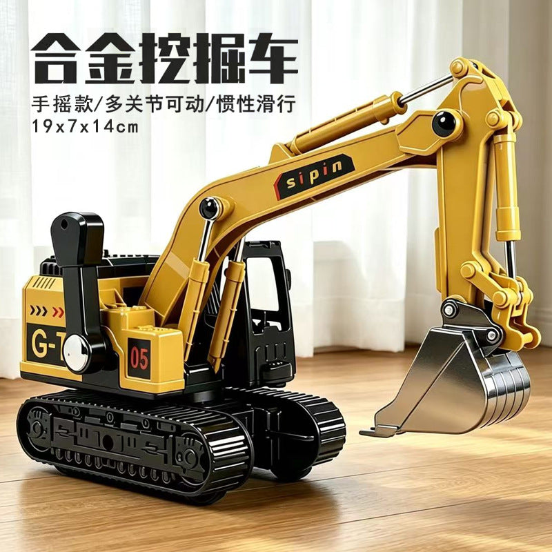 Alloy Construction Vehicle Excavator Inertia Car Children's Crane Toy Bulldozer Dump Truck Mixer Truck Model - image 1