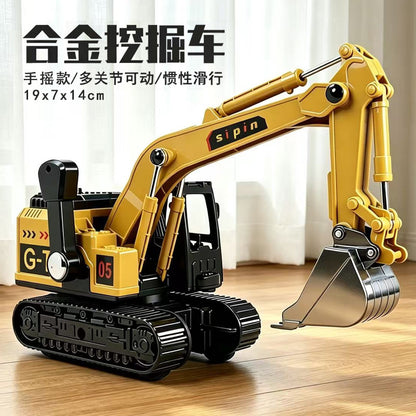 Alloy Construction Vehicle Excavator Inertia Car Children's Crane Toy Bulldozer Dump Truck Mixer Truck Model - image 1