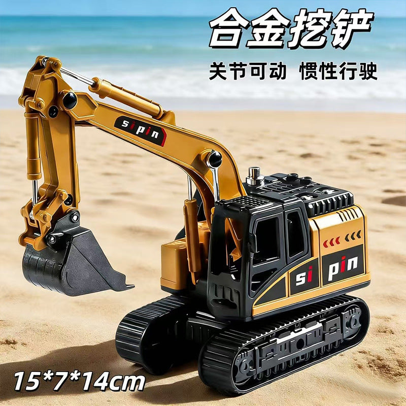 Alloy Construction Vehicle Excavator Inertia Car Children's Crane Toy Bulldozer Dump Truck Mixer Truck Model - image 2
