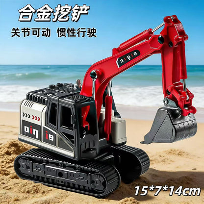 Alloy Construction Vehicle Excavator Inertia Car Children's Crane Toy Bulldozer Dump Truck Mixer Truck Model - image 3