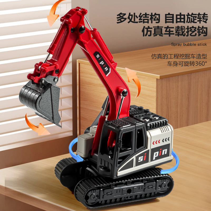 Alloy Construction Vehicle Excavator Inertia Car Children's Crane Toy Bulldozer Dump Truck Mixer Truck Model - image 4