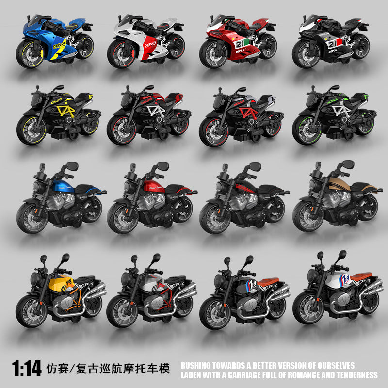 Alloy Replica Racing Cruiser Motorcycle Model 1:14 Pull-Back Children's Toy Car Figurine Display Piece - image 1