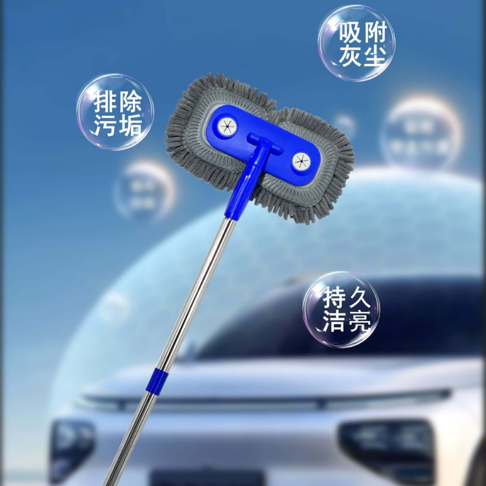 Car Wash Mop with Dual Heads for Dust Removal, Soft Bristle Brush with Long Handle and Connecting Rod, Car Brush and Cleaning Tool - image 4