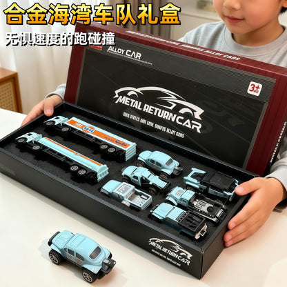 Alloy Car Model Children's Toy Car Pull-Back Racing Car Transport Vehicle Gift Box Set Baby New Year Gift - image 1