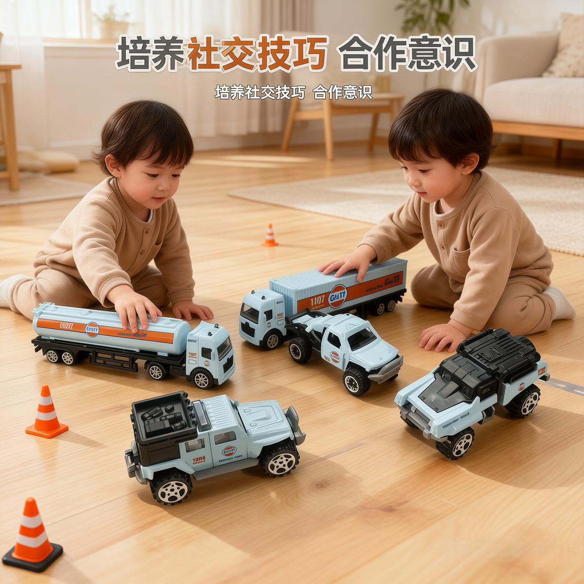 Alloy Car Model Children's Toy Car Pull-Back Racing Car Transport Vehicle Gift Box Set Baby New Year Gift - image 2