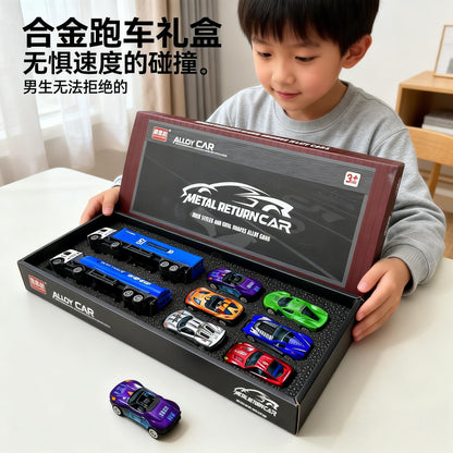 Alloy Car Model Children's Toy Car Pull-Back Racing Car Transport Vehicle Gift Box Set Baby New Year Gift - image 4