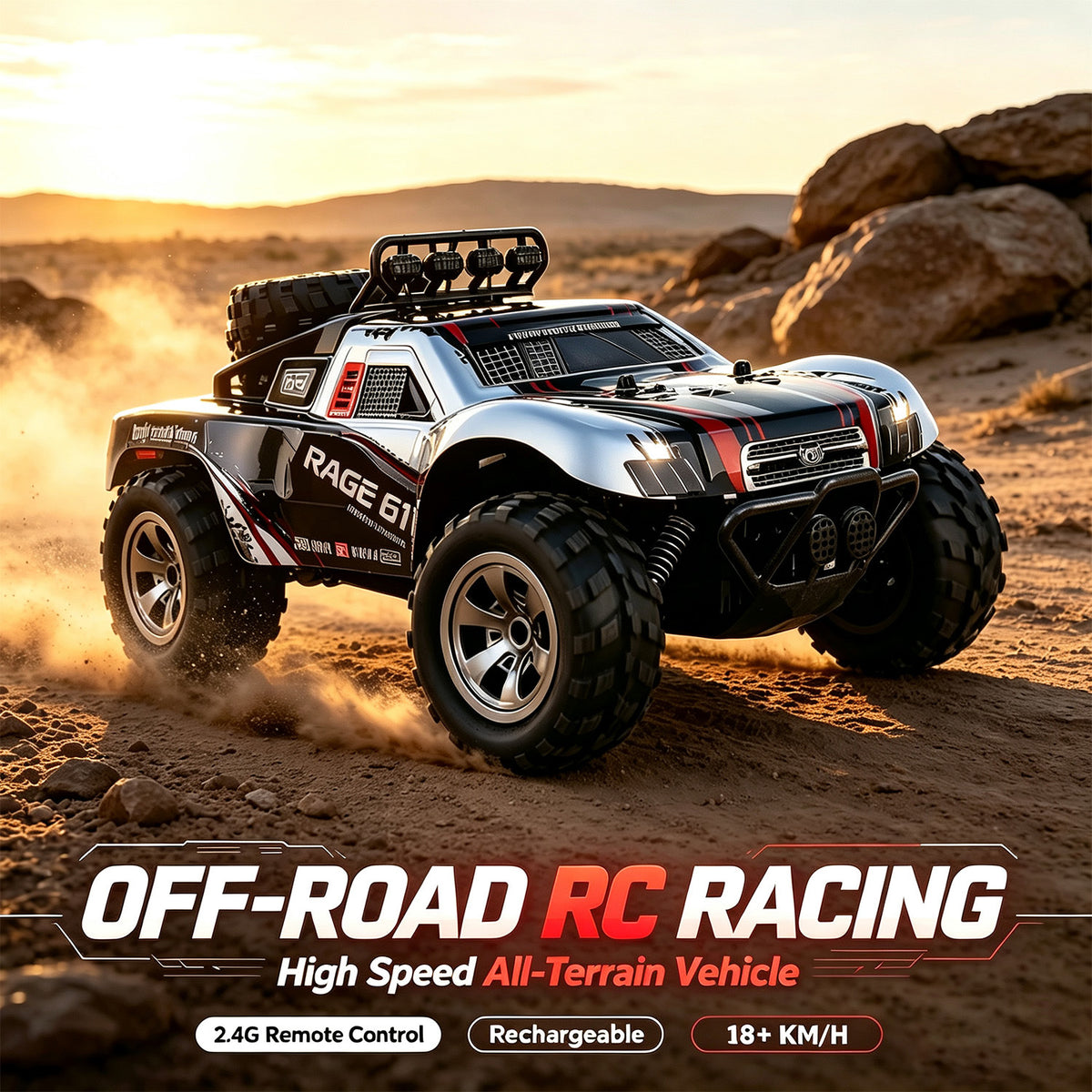 1:18 Remote Control Car Off-Road Electric Toy for Boys 2.4g High-Speed Big-Wheel Climbing Remote Control Car Wholesale Cross-Border - image 1