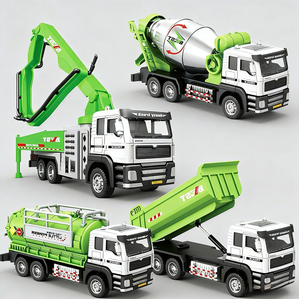 Alloy Construction Vehicle Set: Excavator, Snowplow Toy for Boys, Realistic Children's Model Crane, Mixer Truck, Forklift - image 3