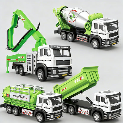 Alloy Construction Vehicle Set: Excavator, Snowplow Toy for Boys, Realistic Children's Model Crane, Mixer Truck, Forklift - image 3