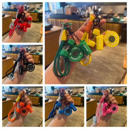 Creative Mini Fitness Barbell Keychain Pendant Couple Car Bag Keychain Sports Small Pendant Wholesale - image 1