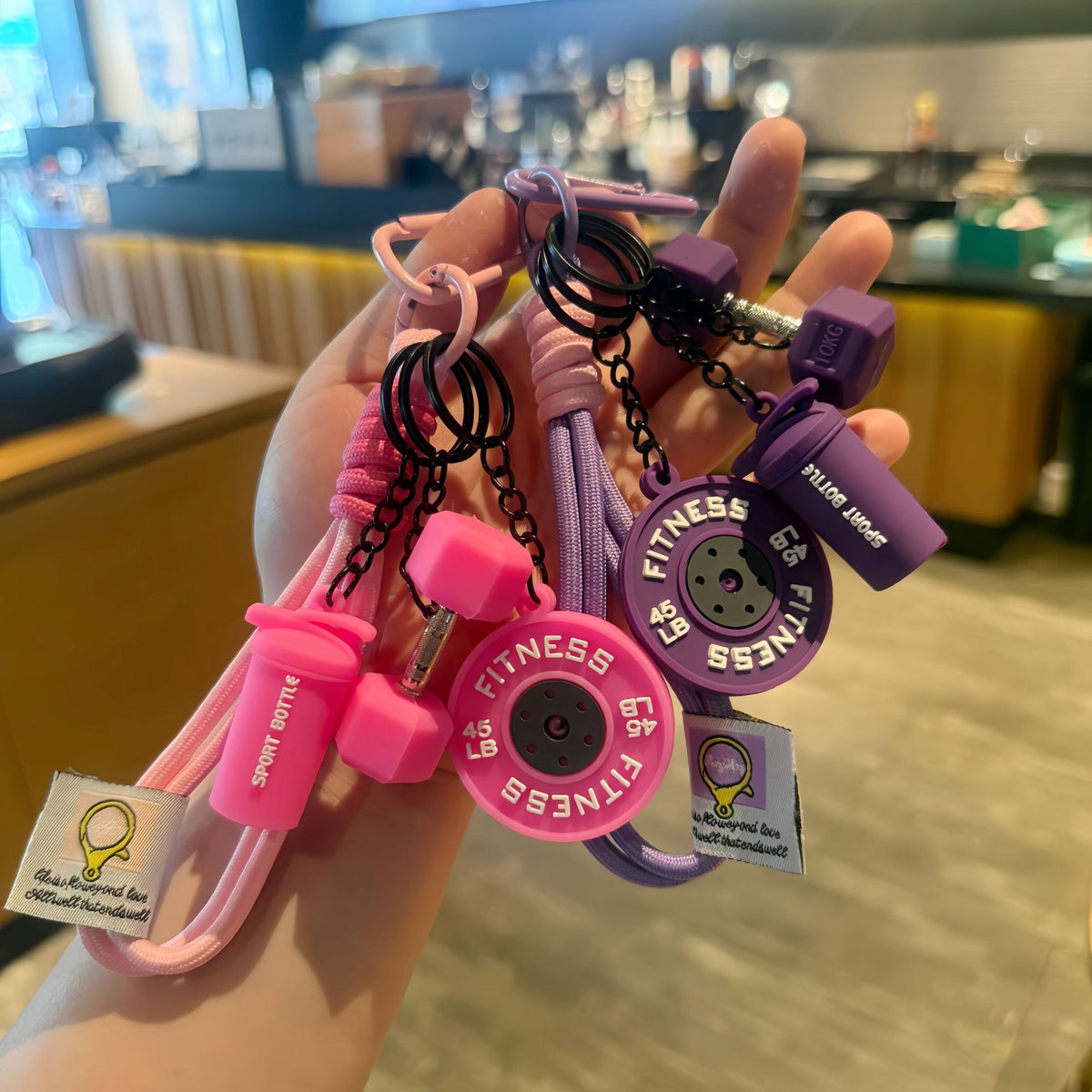 Creative Mini Fitness Barbell Keychain Pendant Couple Car Bag Keychain Sports Small Pendant Wholesale - image 2