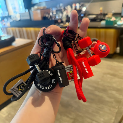Creative Mini Fitness Barbell Keychain Pendant Couple Car Bag Keychain Sports Small Pendant Wholesale - image 3