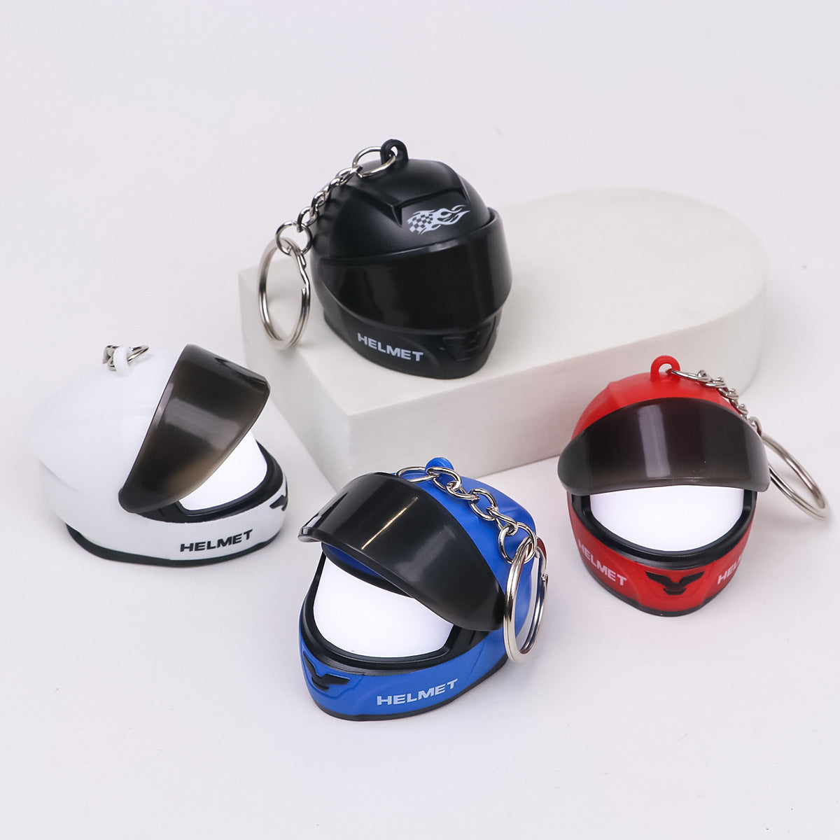 Cool Motorcycle Helmet Fun Pendant, Creative Motorcycle Helmet Keychain with Light, Bag Decoration Pendant - image 1