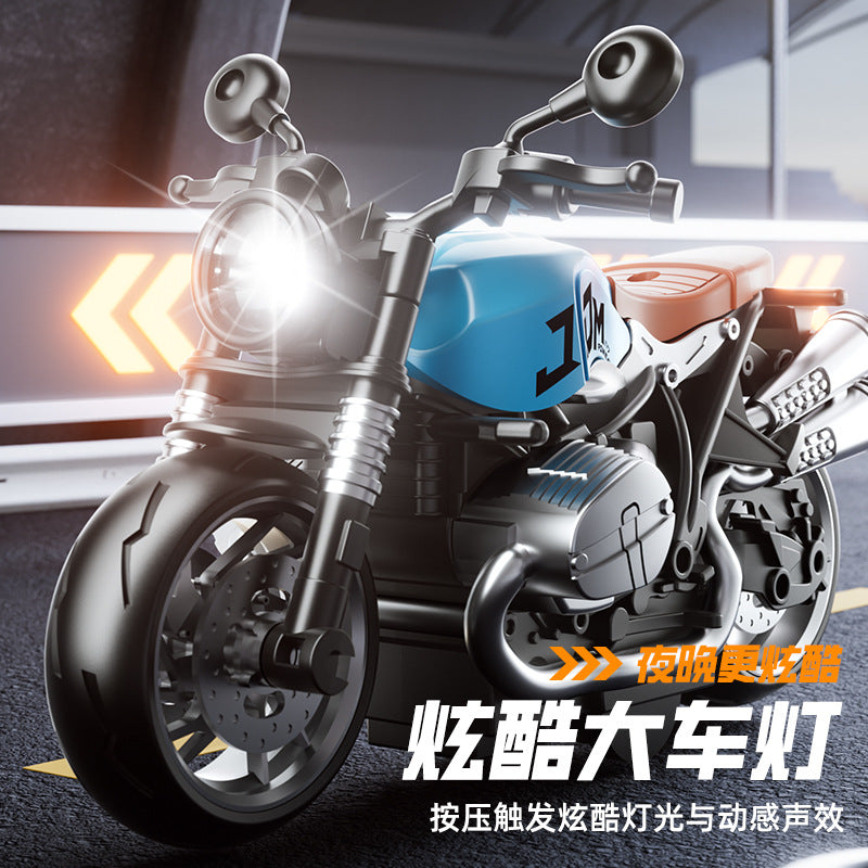 Simulation Alloy Motorcycle Pull-Back Car Model with Sound Effects, Racing Car Toy for 3-4 Year Old Boys, Children's Gift, Inertia Wholesale - image 2
