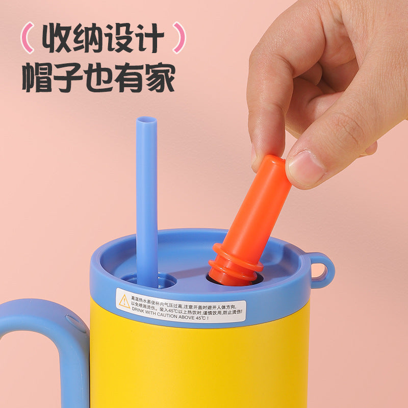 High-Capacity Stylish Ice Cup with 316 Stainless Steel Thermal Insulation, Ceramic Inner Liner, Cold-Retaining Car-Mounted Straw Cup - image 4