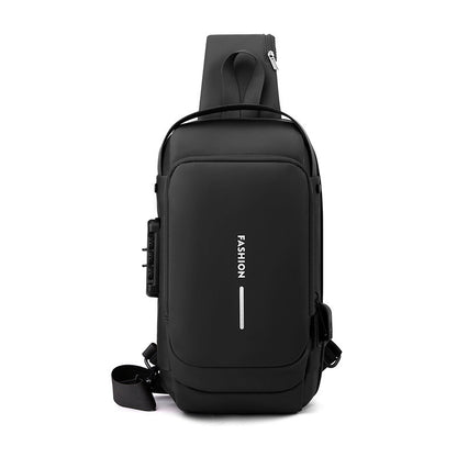 Waterproof Color-Blocked Motorcycle Bag with Password Lock, Anti-Theft Chest Bag, Men's Crossbody Chest Bag, Outdoor Sports Chest Bag with USB Port - image 5