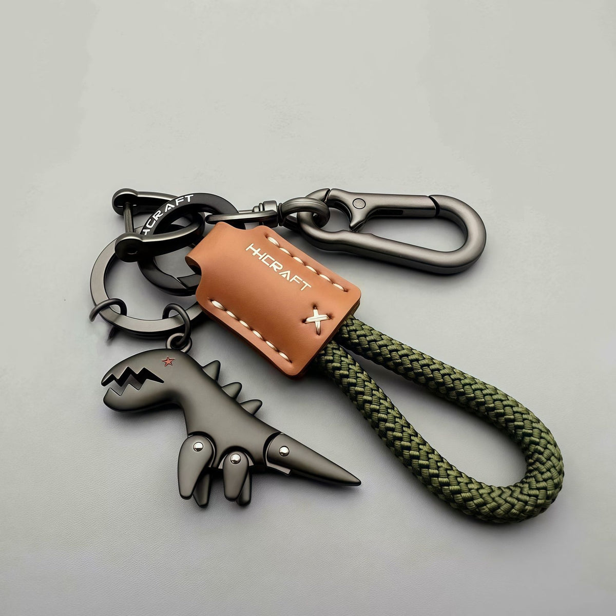 High-End Cute Cartoon Little Dinosaur Keychain for Girls, Car Key Chain, Leather Rope Key Ring, Backpack Pendant, Hanging Ornament - image 1