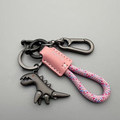 High-End Cute Cartoon Little Dinosaur Keychain for Girls, Car Key Chain, Leather Rope Key Ring, Backpack Pendant, Hanging Ornament - image 2